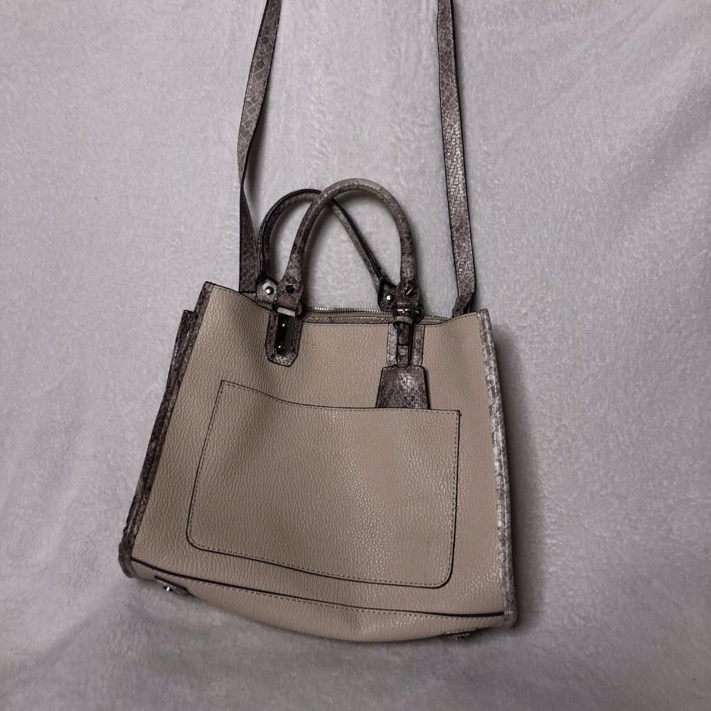 Womens Blush Pink Faux Leather Snakeskin Satchel